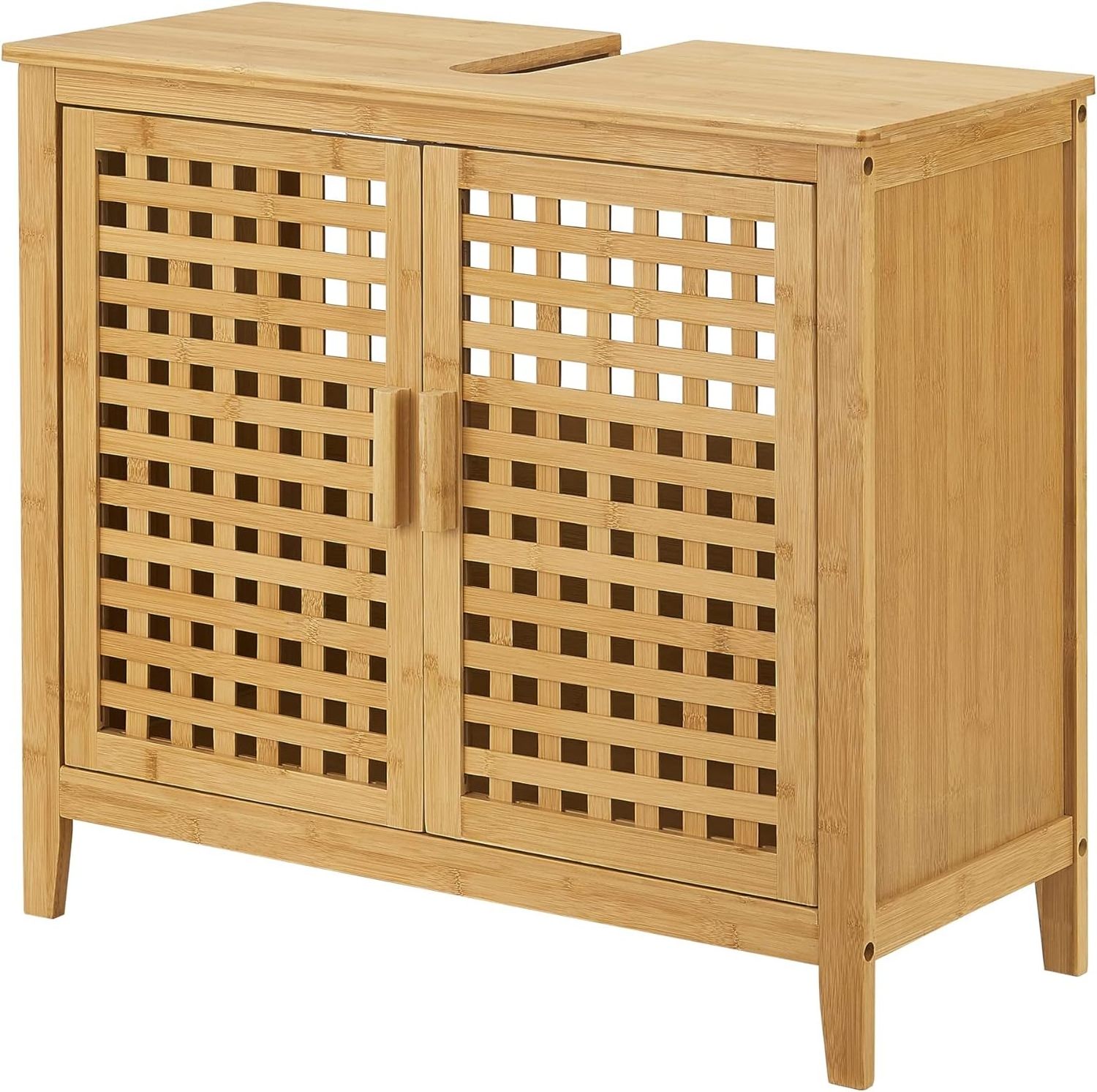 Modern Practical Double Door Sink Cabinet Bamboo Sink Cabinet 2 Door Bamboo Basin Cabinet For Bathroom