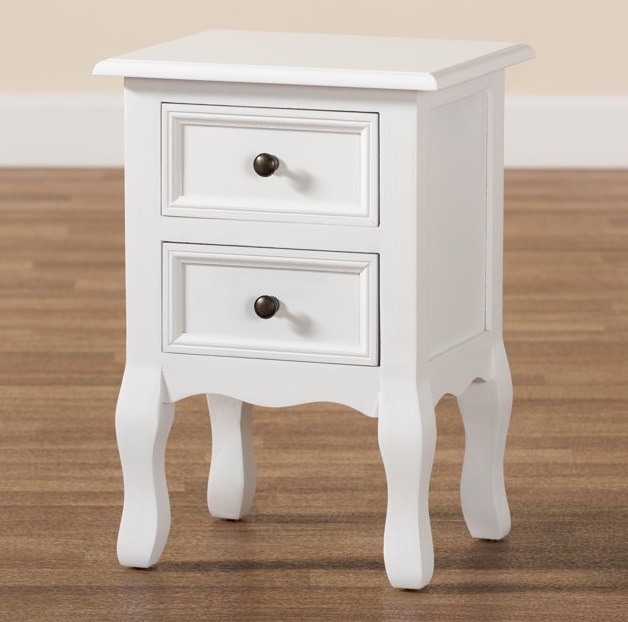 Factory wholesale solid wood 2 drawer nightstand with two drawers hotel bedside table