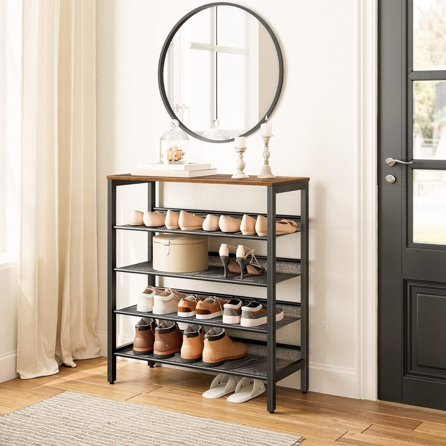 Hot Sale Modern 5-Tier Shoe Rack Storage Unit for 16 Pairs Adjustable Organizer Shelf Flat for Hallway and Entryway