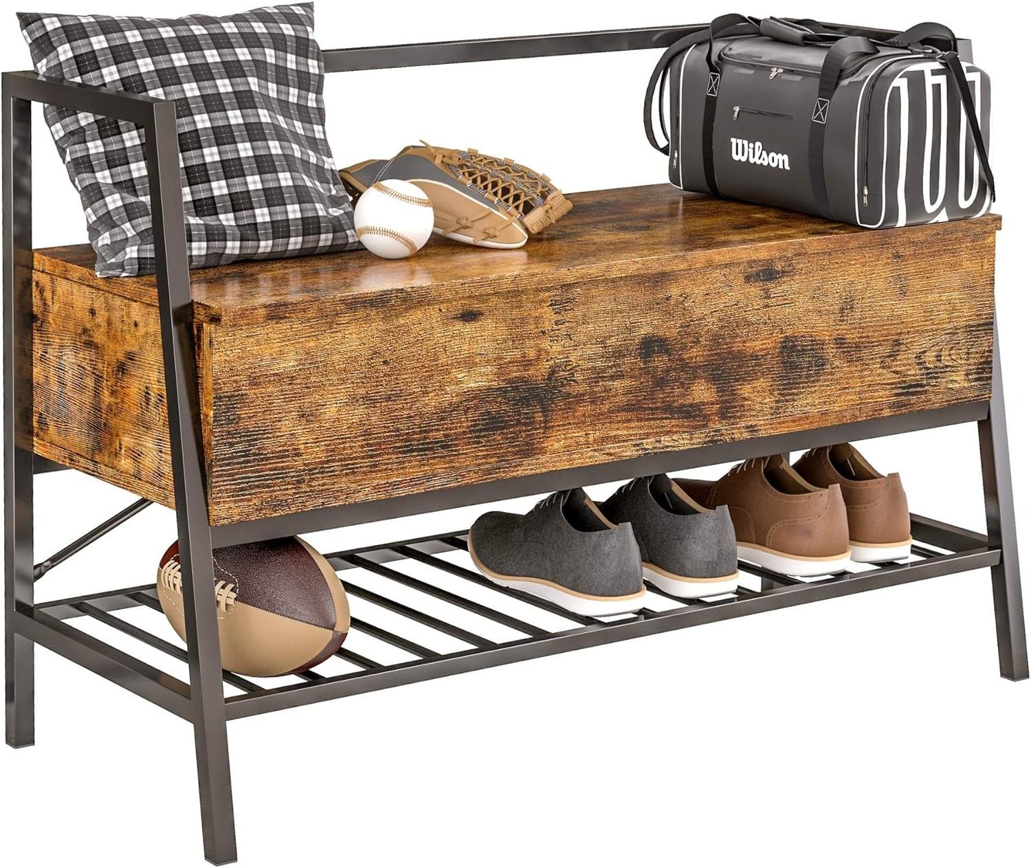 Industrial Style Storage Shoes Bench entryway shoe rack bench home furniture shoe organizer