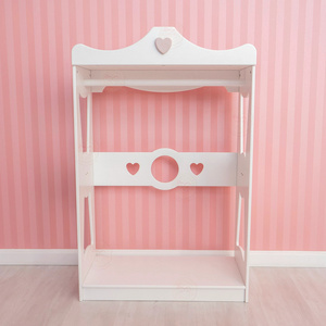 Children's Clothes Rack Eco-safe Wooden Closet Doll's House Display Dress Up Rack Girl's Room Accessories