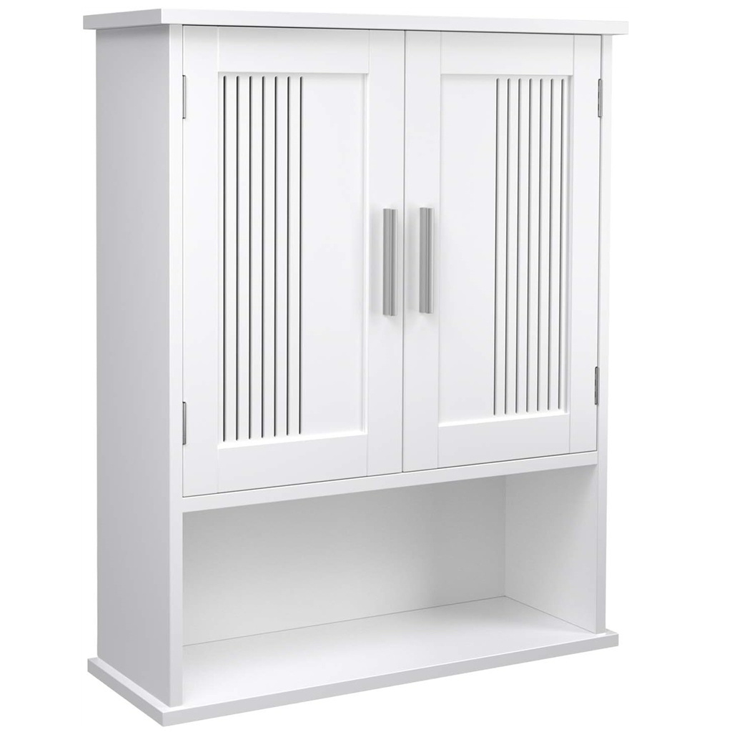 Minimalist Design Bathroom Wall Cabinet with 2 Doors and Adjustable Shelves Line Door and Towel Bar Popular Furniture