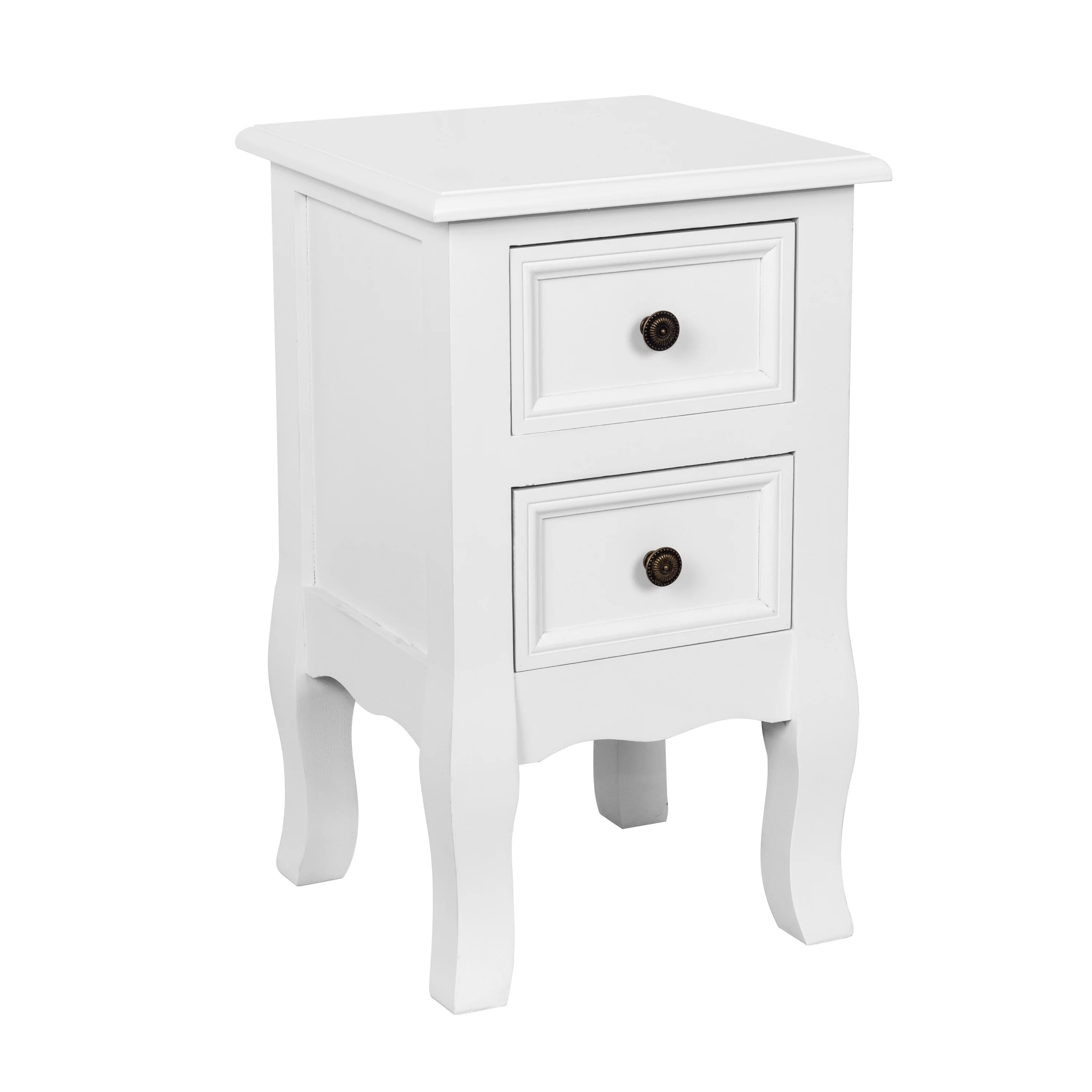 Factory wholesale solid wood 2 drawer nightstand with two drawers hotel bedside table