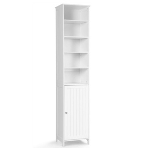 72" Tall Bathroom Storage Cabinet Free Standing Tower Organizer with Adjustable Shelves & Door