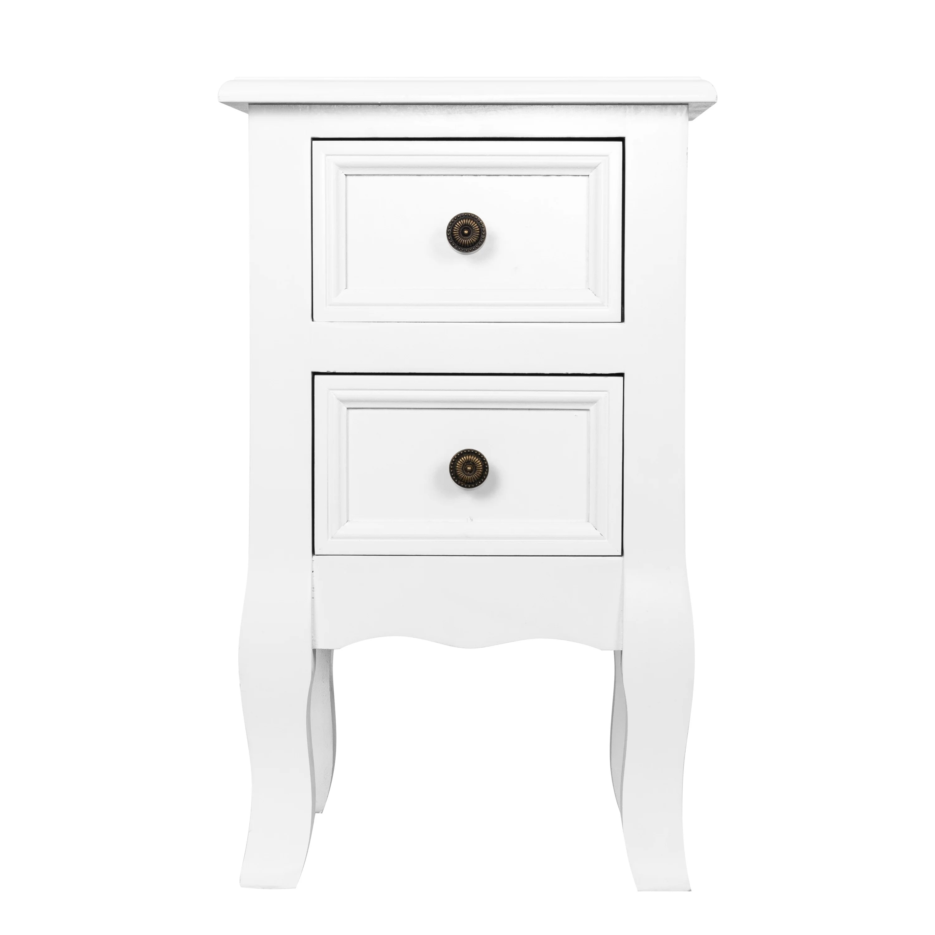 Factory wholesale solid wood 2 drawer nightstand with two drawers hotel bedside table