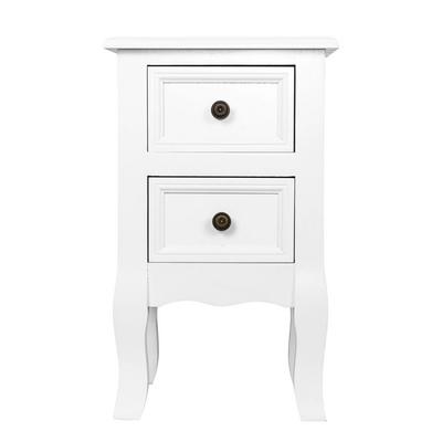 Factory wholesale solid wood 2 drawer nightstand with two drawers hotel bedside table