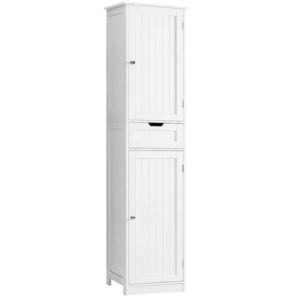 High Bathroom Storage Cabinet 2 Doors 1 Drawer Slim Storage Cabinet with Adjustable Shelves Bathroom Floor Cabinet