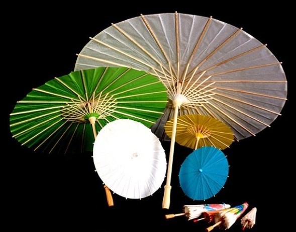 Blank Chinese White Paper Umbrella with wood shaft and rib for Kids DIY painting Children Mini oil paper umbrella drawing crafts