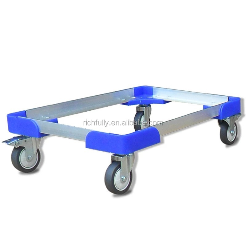 4 Wheel Aluminium Plastic Moving Dolly for logistic turnover box