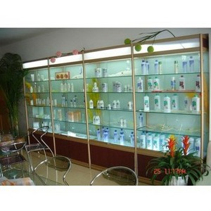 Beautiful Cosmetic Display Case, Cosmetic Product Display Stands, Modern Glass Shelves