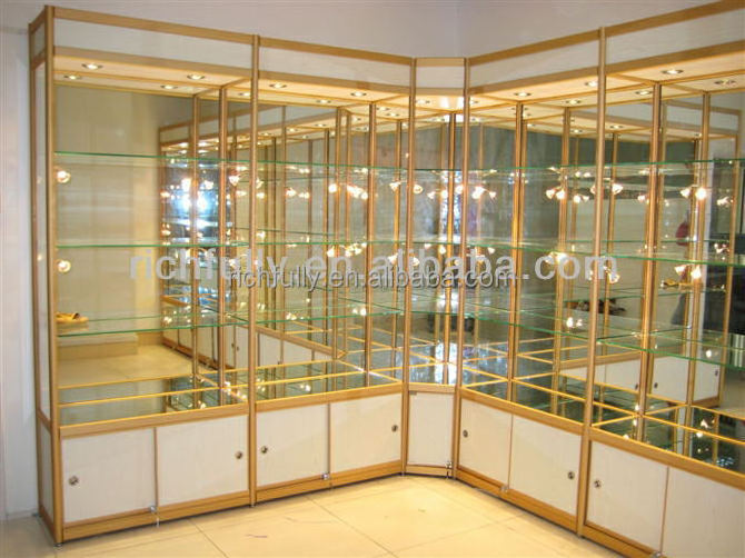 Beautiful Cosmetic Display Case, Cosmetic Product Display Stands, Modern Glass Shelves