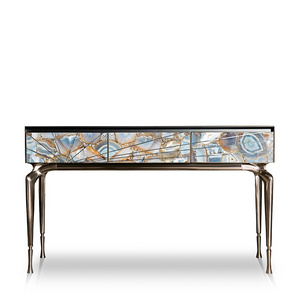 Rich furniture Italian luxury console table hotel decorative vintage wood 304 Stainless steel console table with drawer