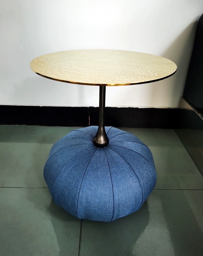 Velvet Bed sofa Side Table luxury round top pumpkin base Hotel Bedroom Furniture blue purple Nightstand Modern Home