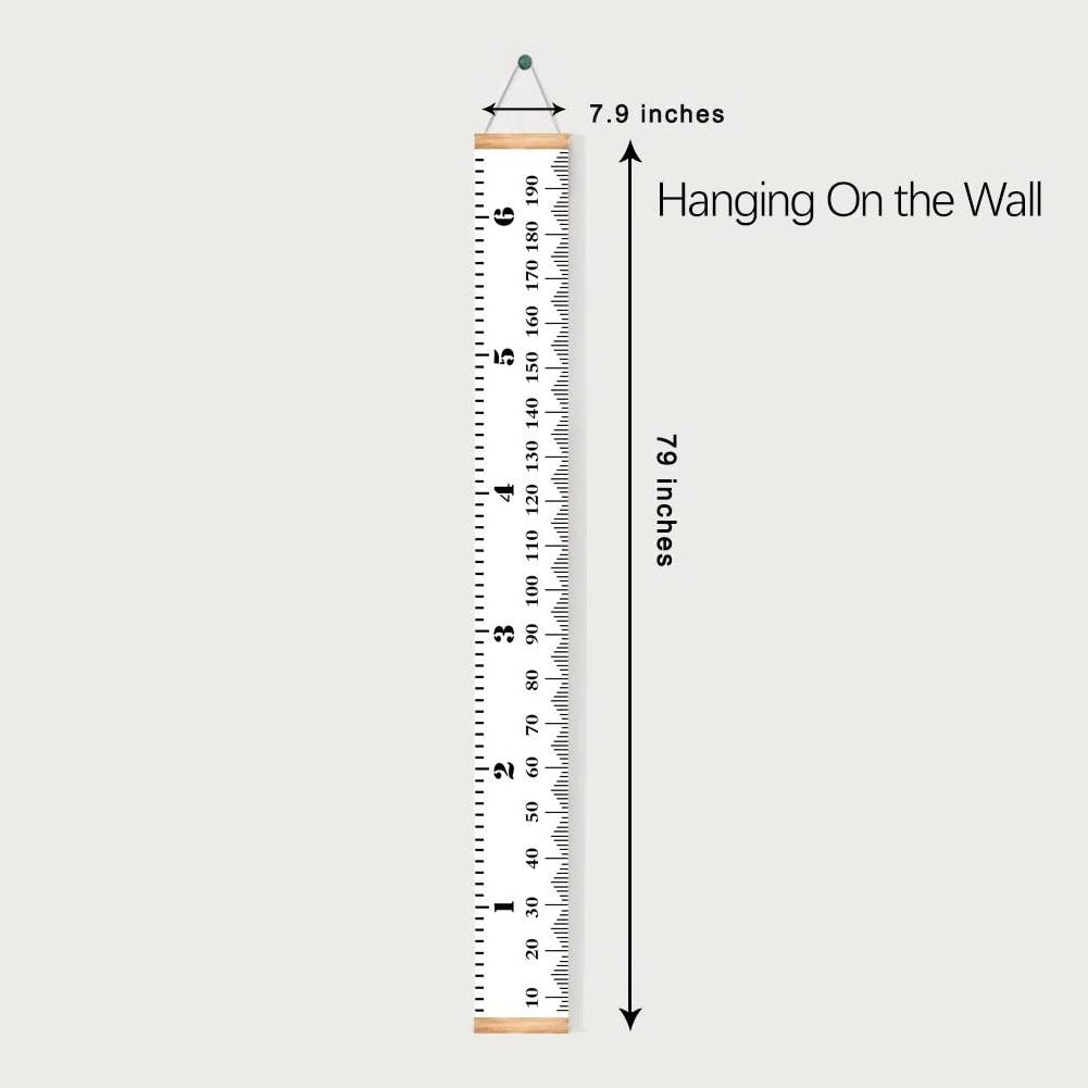 79 x 7.9 Inches Canvas Removable Bady Growth Height Chart Hanging Ruler Wall Decor for Kids Room Wall Decor