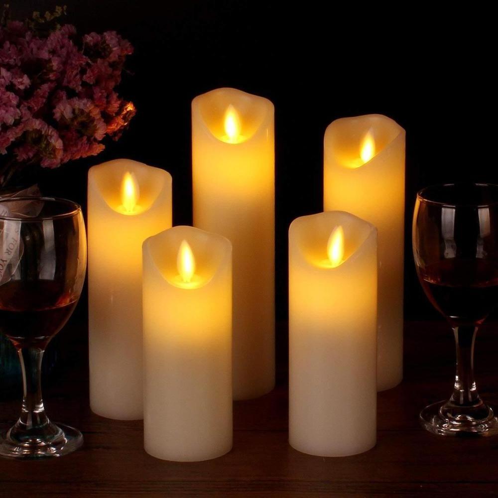 Factory Wax Pillar Moving Wick Remote Control Flameless With Remote Control  Led Candles