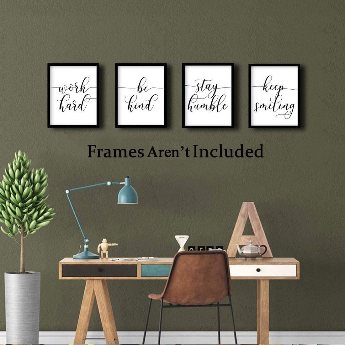 4 Pieces Inspirational Quote Paintings Motivational Phrases Wall Hanging Art for Living Room Wall Art Decor