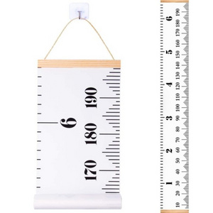 79 x 7.9 Inches Canvas Removable Bady Growth Height Chart Hanging Ruler Wall Decor for Kids Room Wall Decor