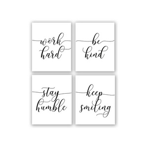 4 Pieces Inspirational Quote Paintings Motivational Phrases Wall Hanging Art for Living Room Wall Art Decor