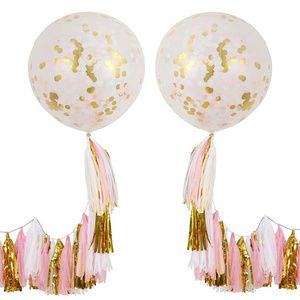 High Quality 60Cm White Color Giant Perfect Round Helium Latex Balloons With Tassels For Party