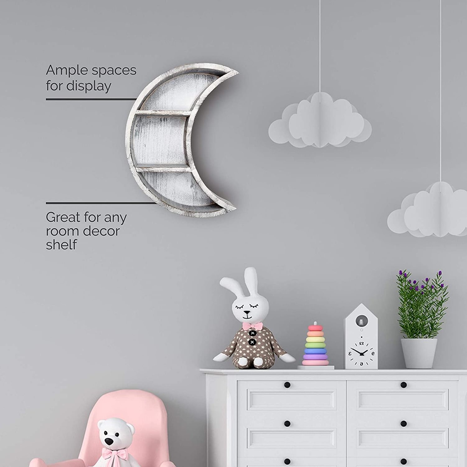 Living Room Decoration Floating Special Shaped  Shelves Decorative Wood Wall Moon Shelf Shelves