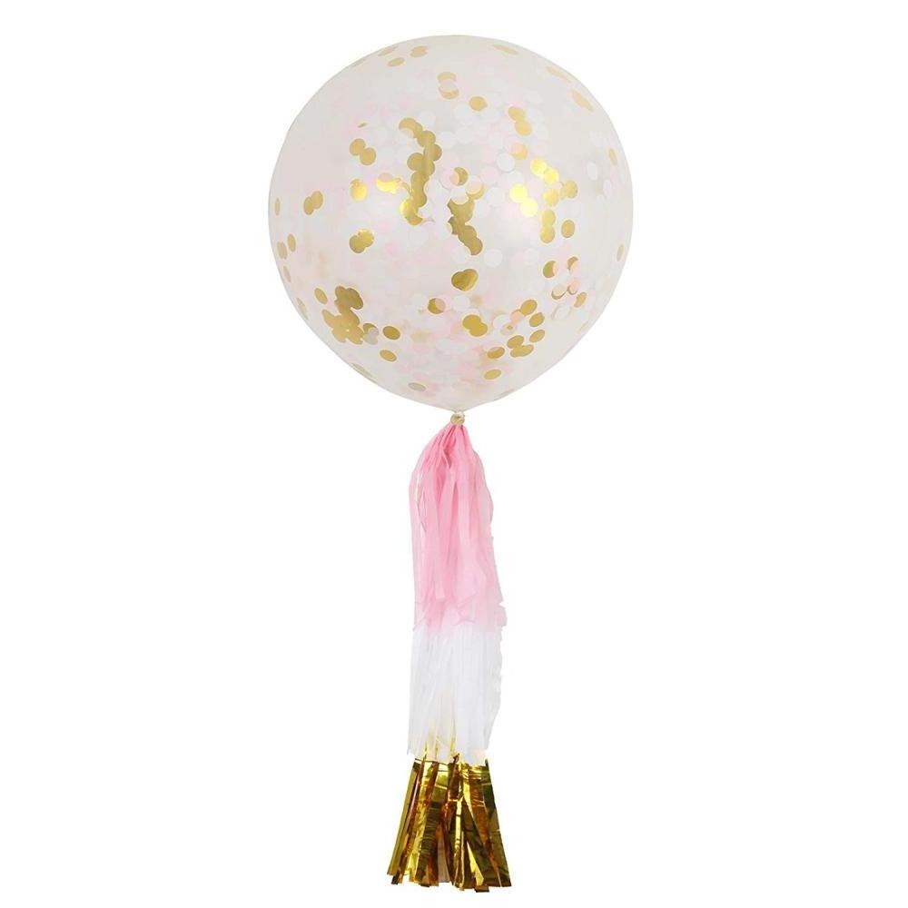 High Quality 60Cm White Color Giant Perfect Round Helium Latex Balloons With Tassels For Party