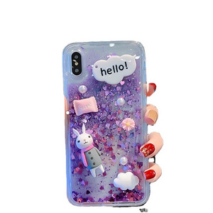 Cute Rabbit glitter Liquid quicksand water phone case for IPhone12 for samsung for Huawei