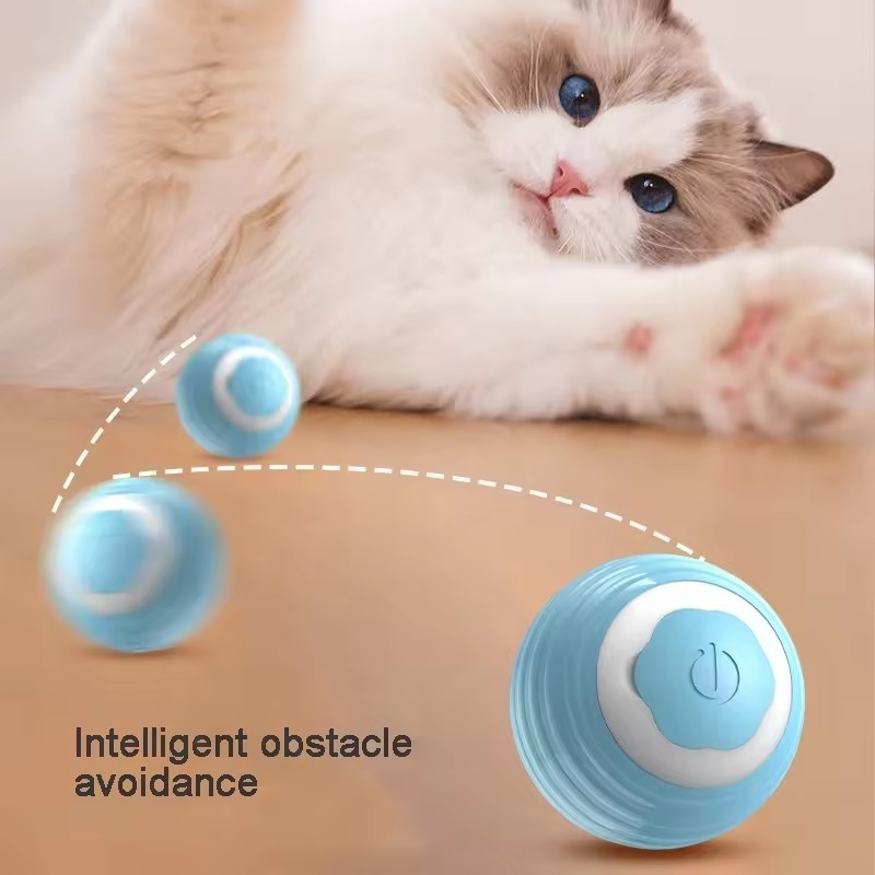 Smart Electric Cat Toy Ball Automatic Rolling Ball Interactive Intelligent Cat Toy with USB Recharge for Cats