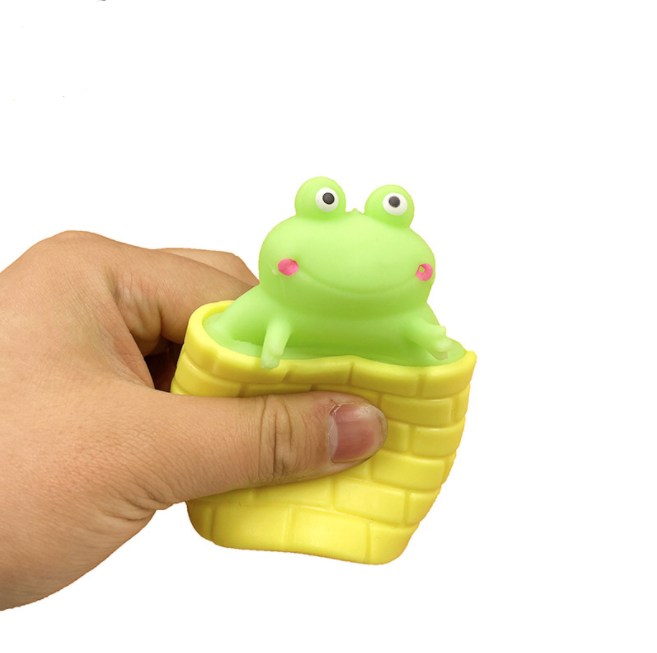 Cute Animal Frog Squeeze Vent Cup Decompression Toy Stump Rubber Stake Fidget Toys Gift