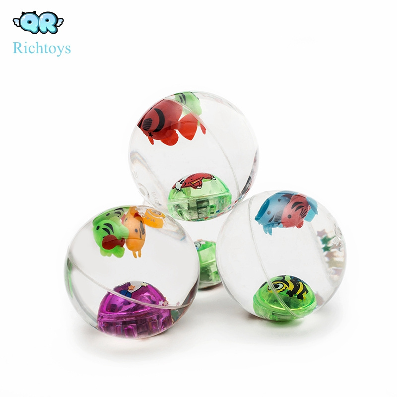 Glitter led water bouncy ball Flashing bouncing rubber ball with rope BestSuppliers