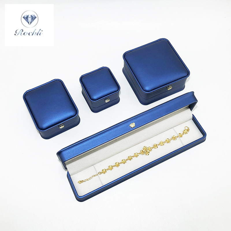 Crown PU leather rounded corner convex edge jewelry box ring necklace storage box