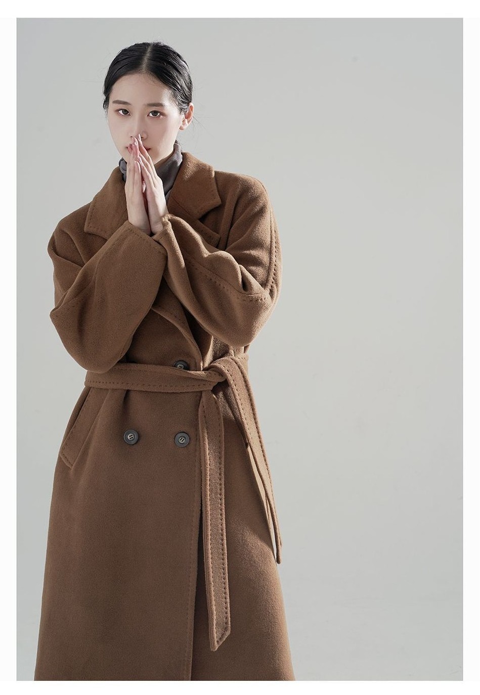 Winter Mongolian Cashmere Overcoat Luxury Ladies Long Alpaca Wool Trench Jacket Women 100% Wool Cashmere Handmade Coat For Women