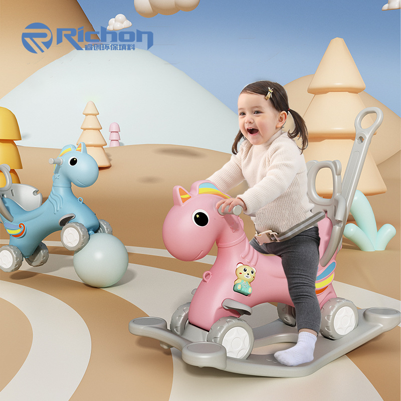 3 In 1 Cheap Plastic Kids Riding Plush Horse Toy Walking The Horse Toy Rocking Horse For Baby Play