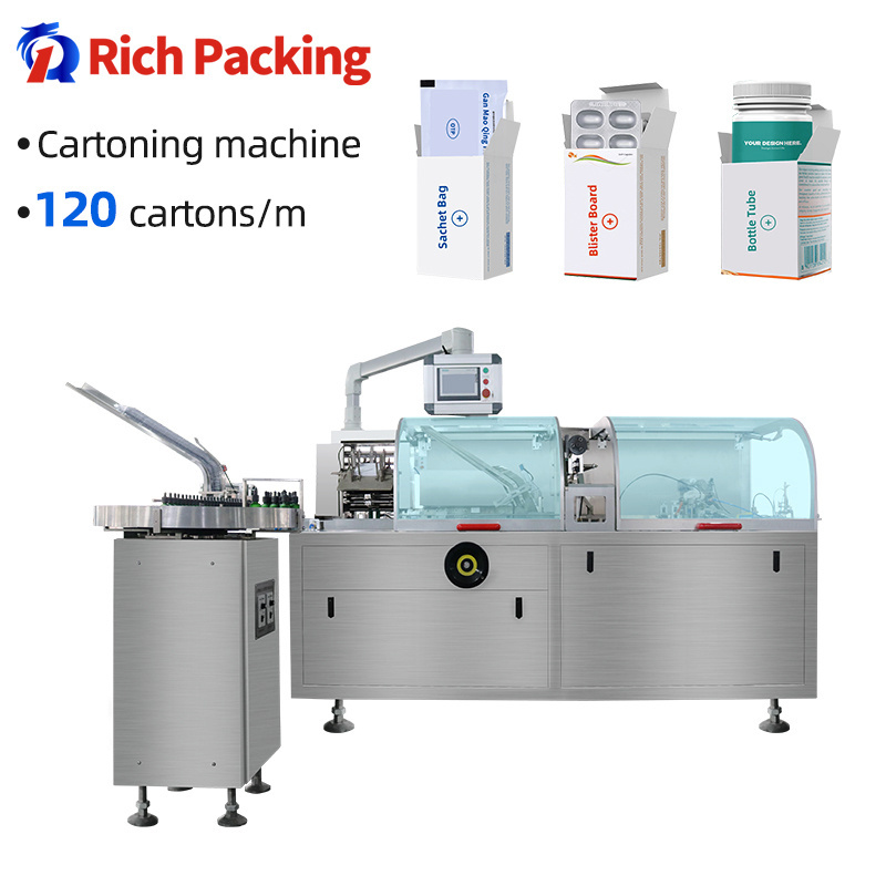 120W Ampoule Vials Glass Plastic Bottle Automatic Carton Packing Packaging Cartoning Machine