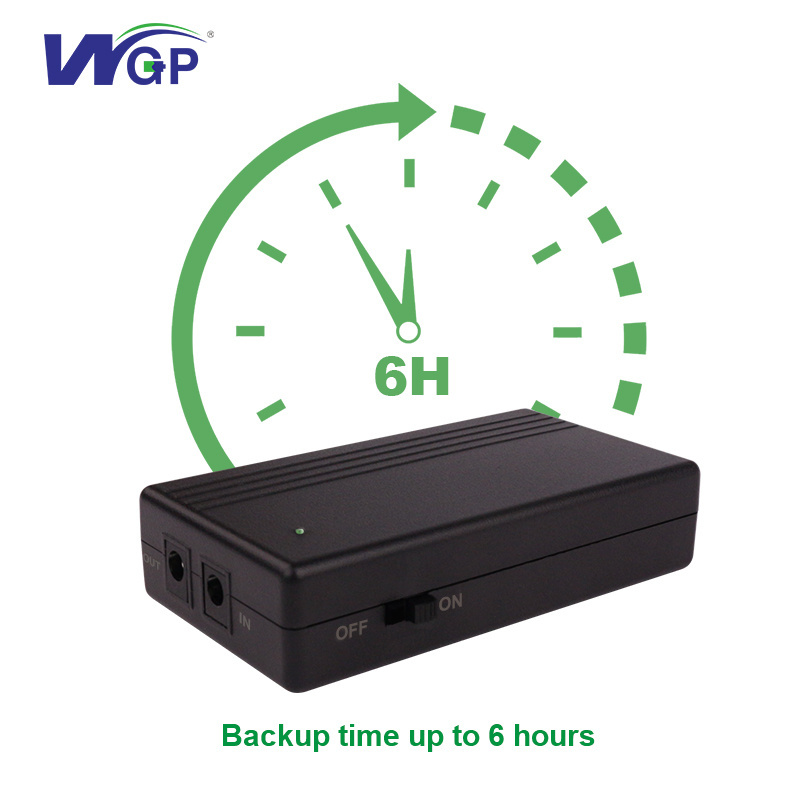 WGP Portable 18650 Lithium Battery Backup DC Online 12V 2A Output Mini UPS for WiFi Router DVR Home Appliances