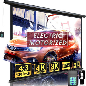 Motorized Projector Screen Movie Home Theater Gaming 4K/8K Ultra HD Ready Drop Down Front Projector Screen