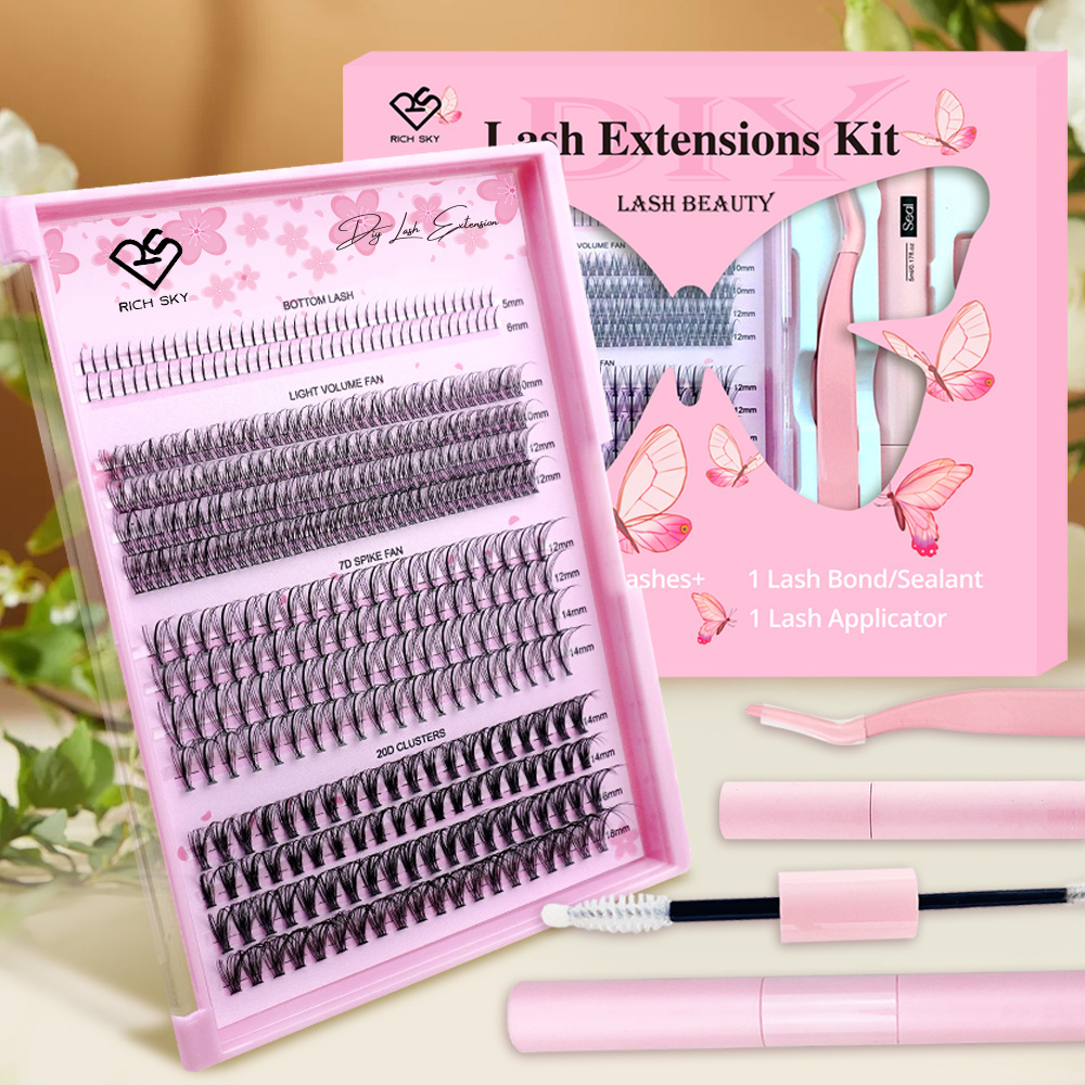 Wholesale individual lash clusters eyelash extention professional diy lash extension kit  Pre-cut segment cluster lashes