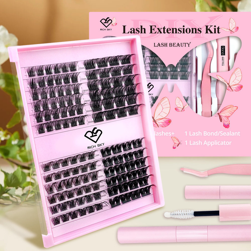 Wholesale individual lash clusters eyelash extention professional diy lash extension kit  Pre-cut segment cluster lashes