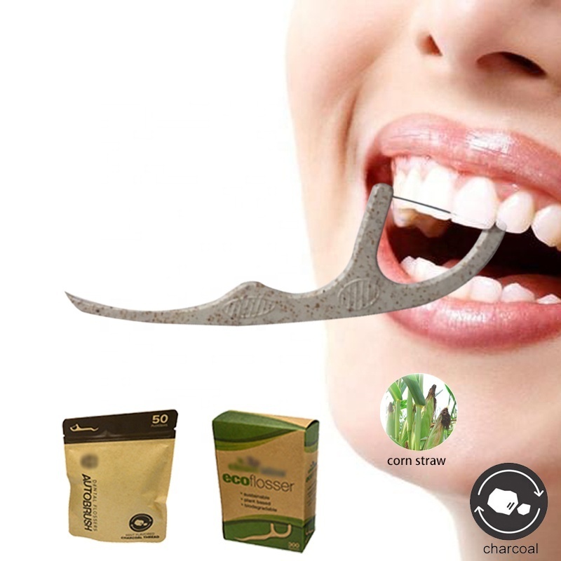 Popular in the market biodegradable toothpick degradable floss picks dental floss pick