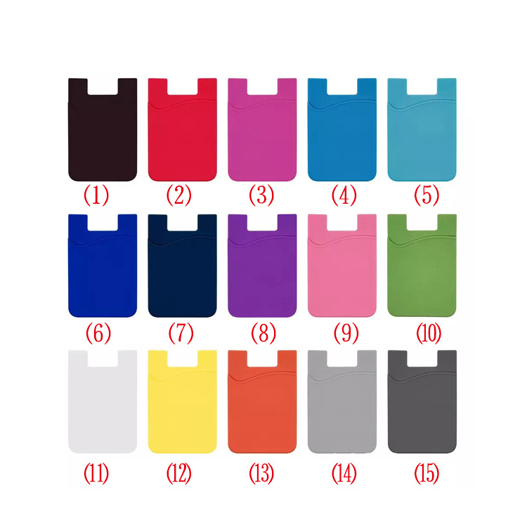 Unisex Fashion Silicone Mobile Phone Back Card Holder Wallet Elastic Cellphone Pocket Adhesive Sticker Accessory