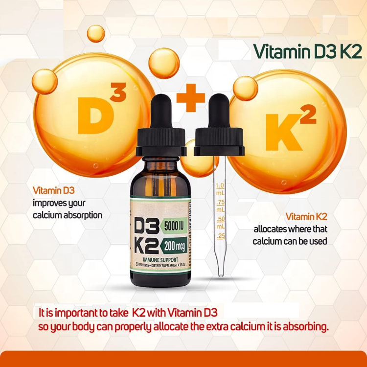 Richtek 2024 Private Label Liposomal Vitamin D3 K2 10000 Iu Liquid Drop