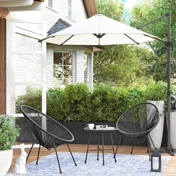 Rattan chair wicker outdoor garden spatio sectional furniture 2 Seating conversation set black 3 piece indoor bistro set