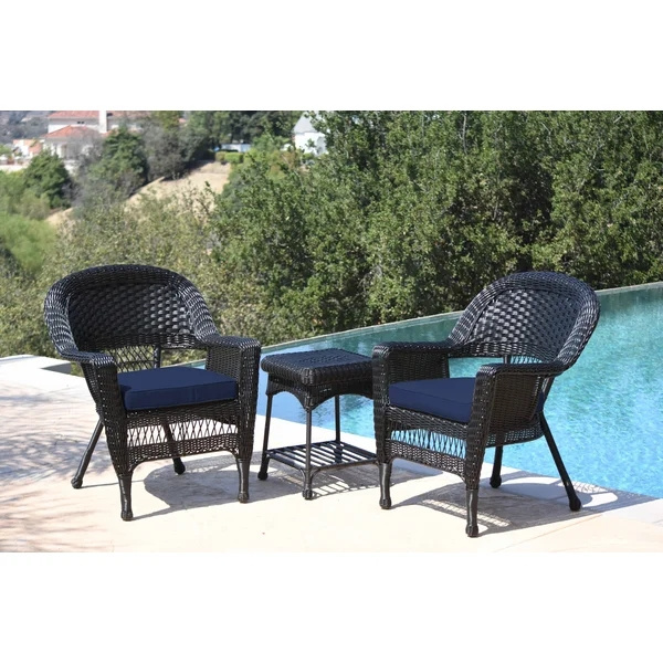 Outdoor patio garden furniture black rattan wicker sofa balcony 3 pieces Coffee Table and chair Bistro Set