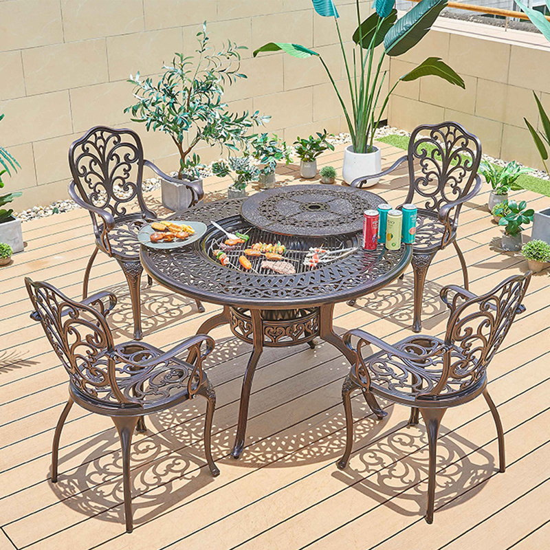 Patio furniture metal cast iron Cast Aluminum garden furniture set outdoor bistro garden set restaurant outdoor furniture