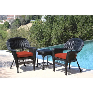 Outdoor patio garden furniture black rattan wicker sofa balcony 3 pieces Coffee Table and chair Bistro Set