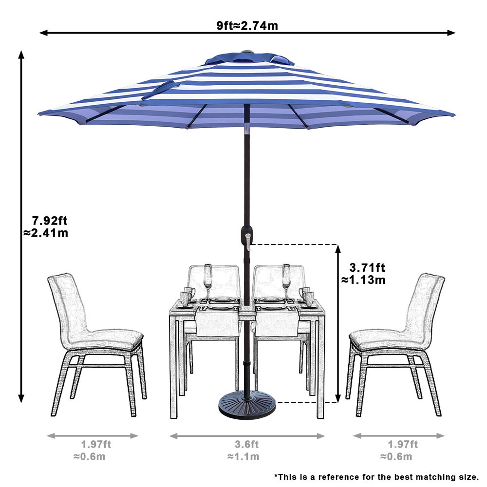 Stripe restaurant Sun shade Custom fringe Patio Garden Umbrella cafe Outdoor Parasol beach umbrella