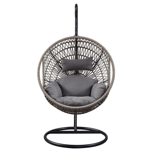 Modern Egg shape outdoor furniture garden wicker Rattan Hanging Patio indoor egg swing chair with stand