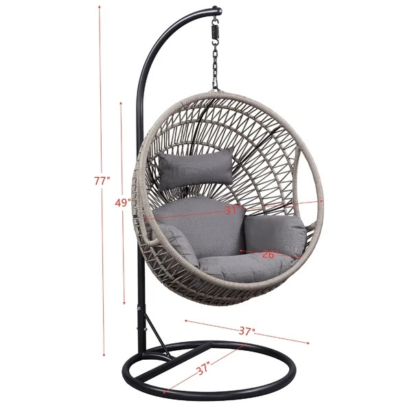 Modern Egg shape outdoor furniture garden wicker Rattan Hanging Patio indoor egg swing chair with stand