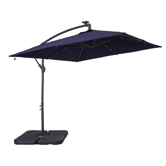 Garden Outdoor parasol led lights beach cantilever patio umbrella offset solar panel umbrella patio umbrella with solar lights