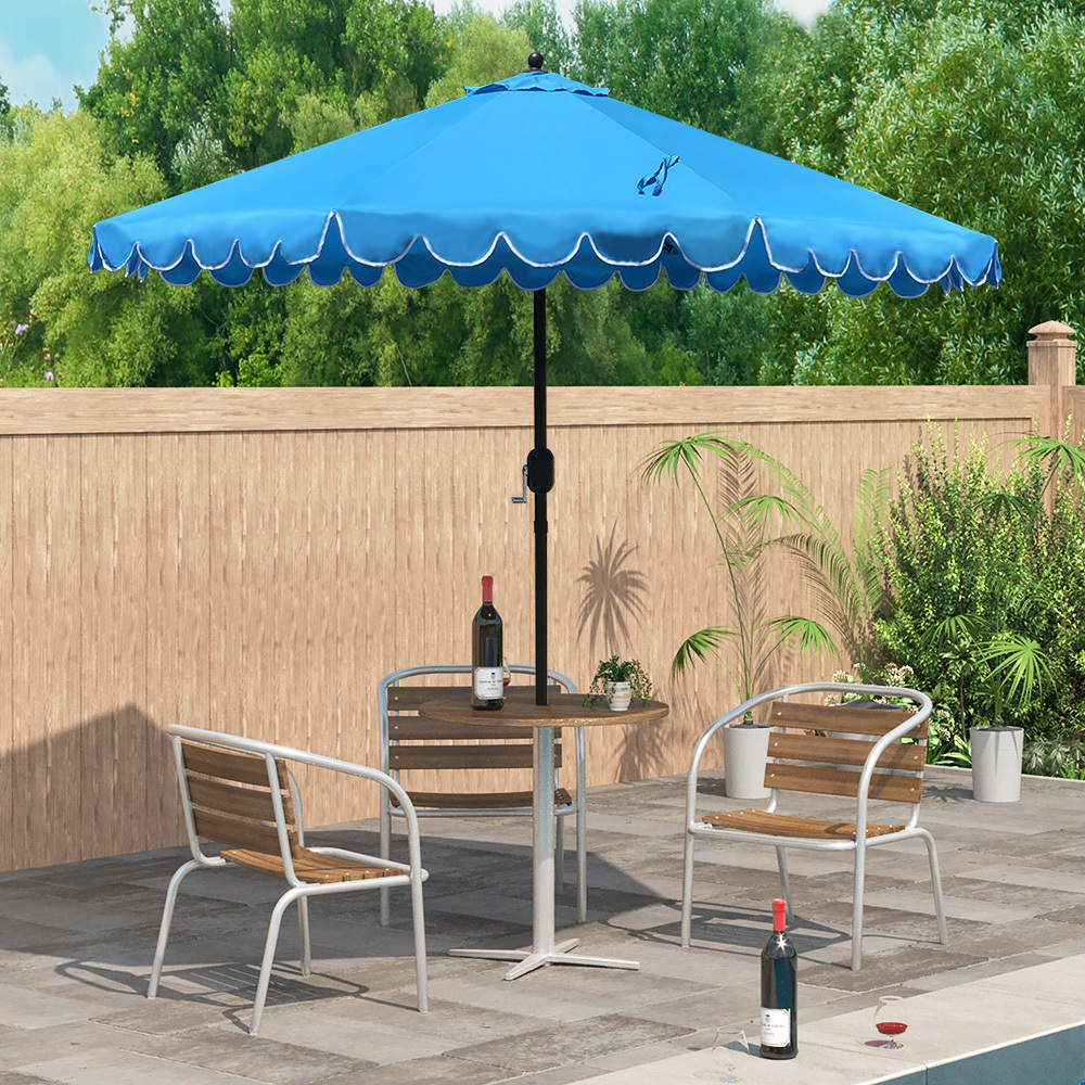 9ft outdoor windproof scallop umbrella outdoor garden sun umbrella patio parasol umbrella