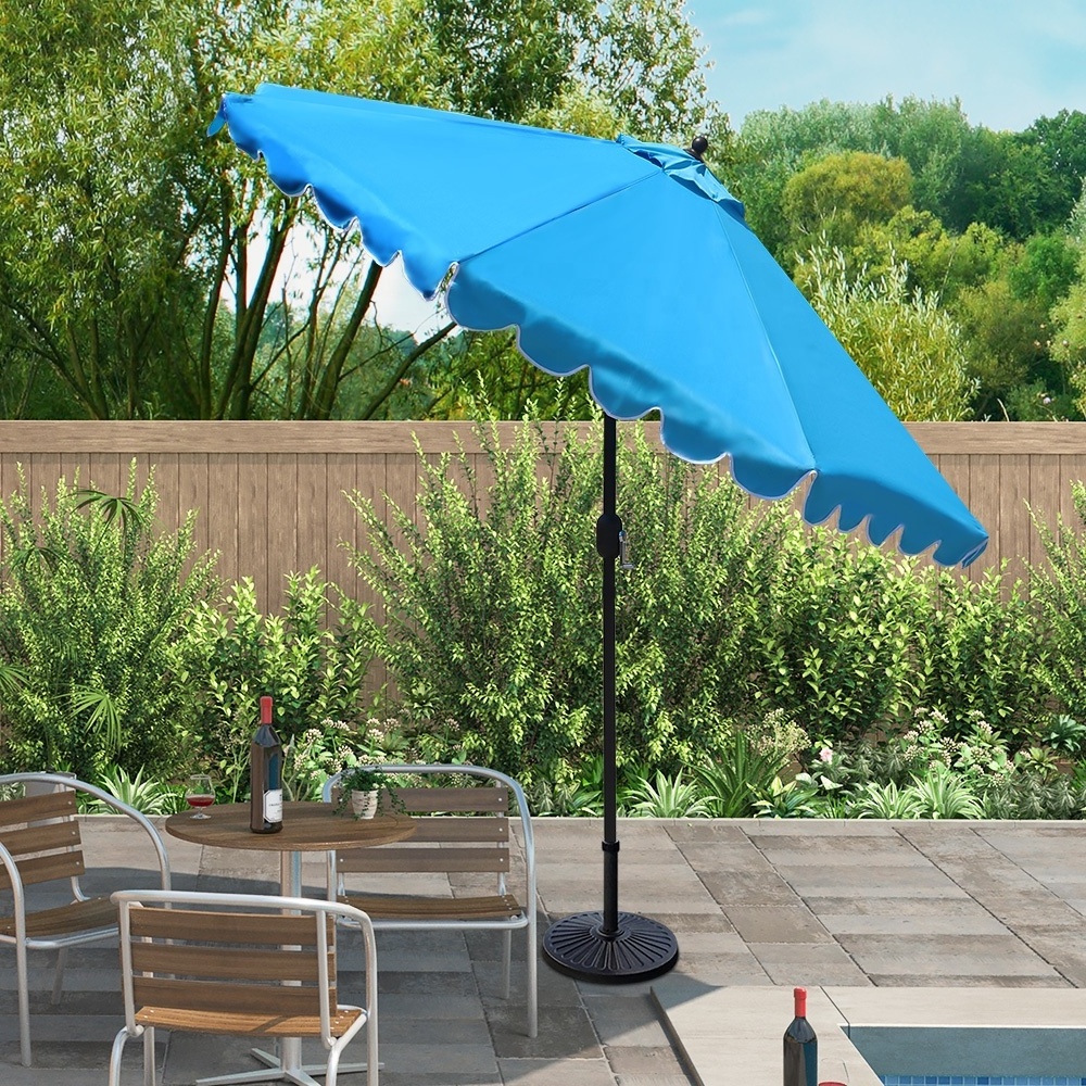 9ft outdoor windproof scallop umbrella outdoor garden sun umbrella patio parasol umbrella